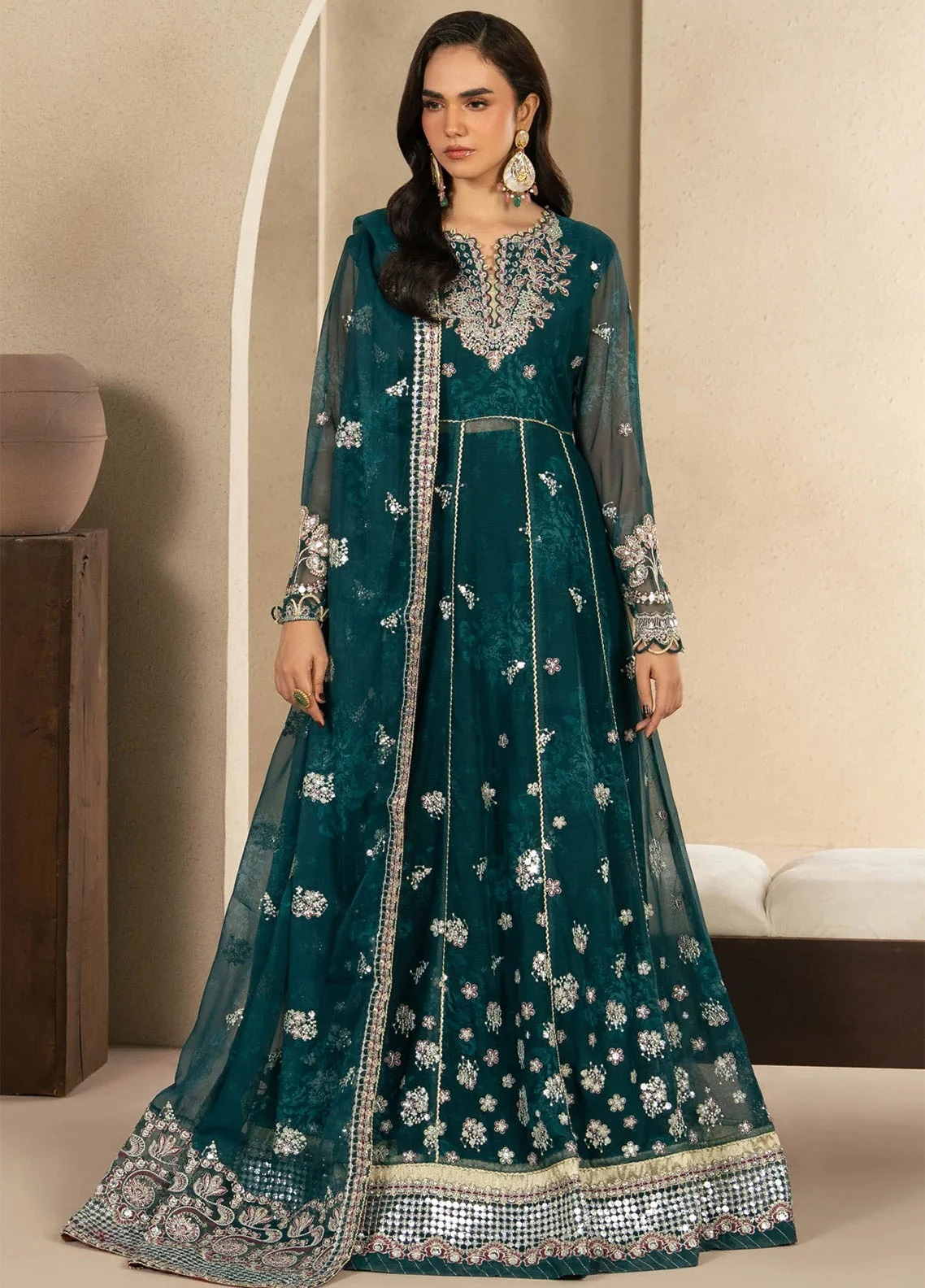 Neoma By Xenia Formals Embroidered Chiffon 3 Piece Unstitched Suit XE26NUF D-02 TIVA