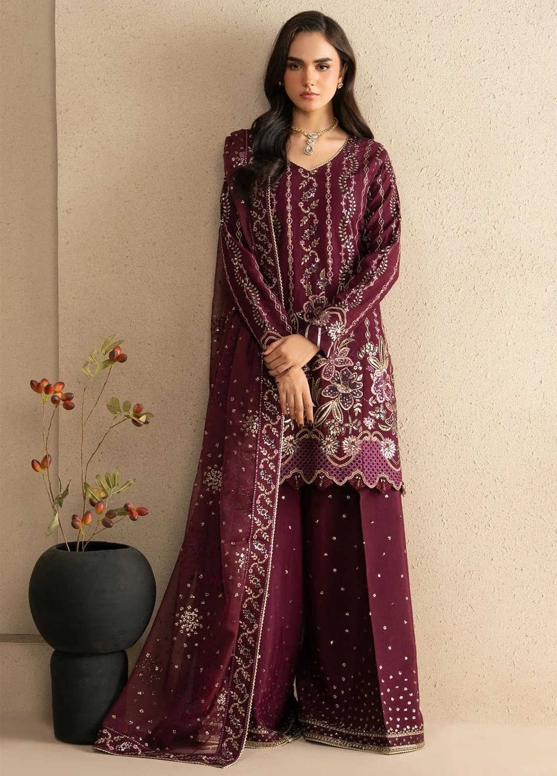 Neoma By Xenia Formals Embroidered Raw Silk 3 Piece Unstitched Suit XE26NUF D-04 ARI