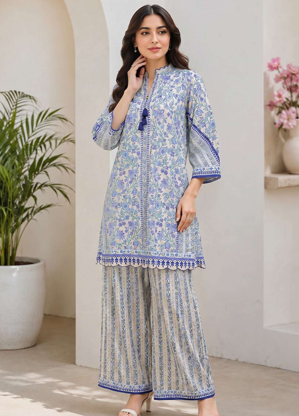 Neutral By Sahar Printed Lawn 2 Piece Unstitched Suit S26NEPV2 D-13 BLUEBELL PORCELAIN