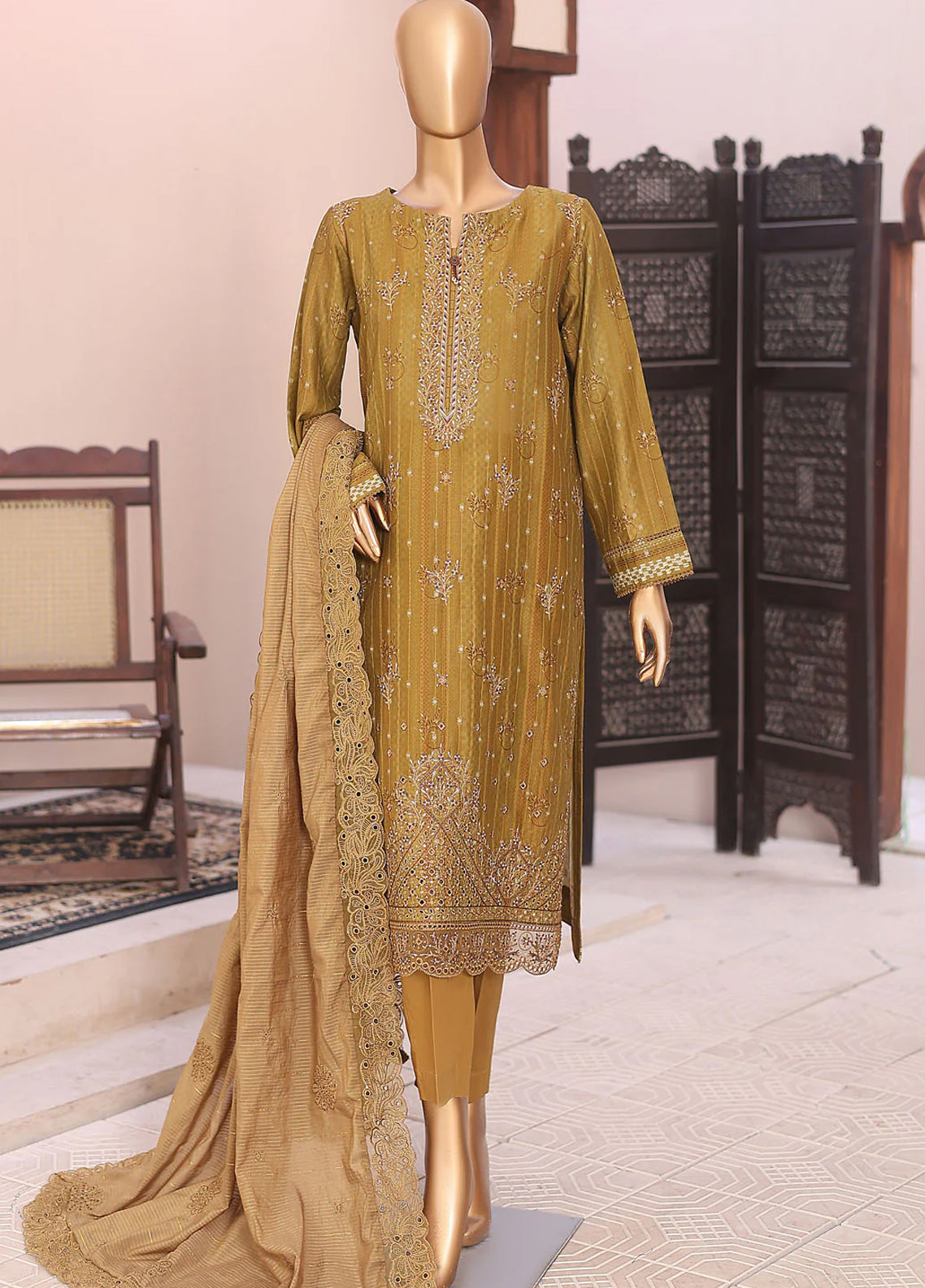Ninokara By HZ Textile Embroidered Jacquard 3 Piece Unstitched Suit HZ26N NJE-7019