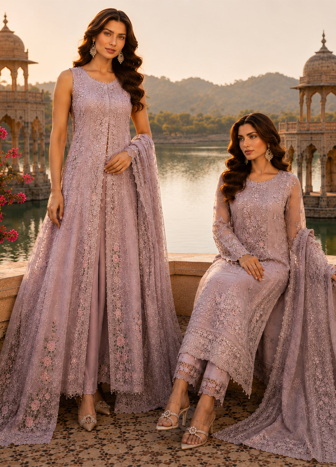 Noor By Saadia Asad Nooriyah Luxury Embroidered Chiffon 3 Piece Unstitched Suit NSA26NLEC D-06 VINTAGE MAUVE