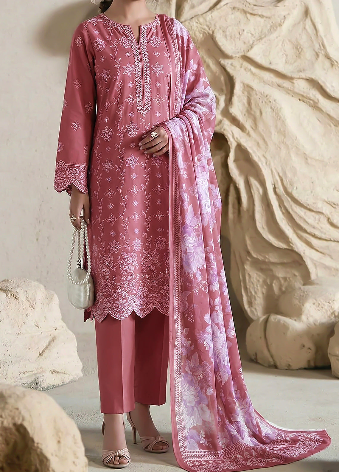 Noor Jahan By VS Textile Meenakari Embroidered Lawn 3 Piece Unstitched Suit VS26NJME D-530