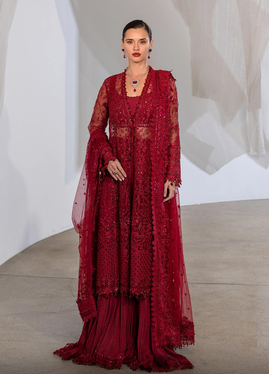 Nur By Sobia Nazir Festive Embroidered Organza 3 Piece Unstitched Suit SN26NF D-7