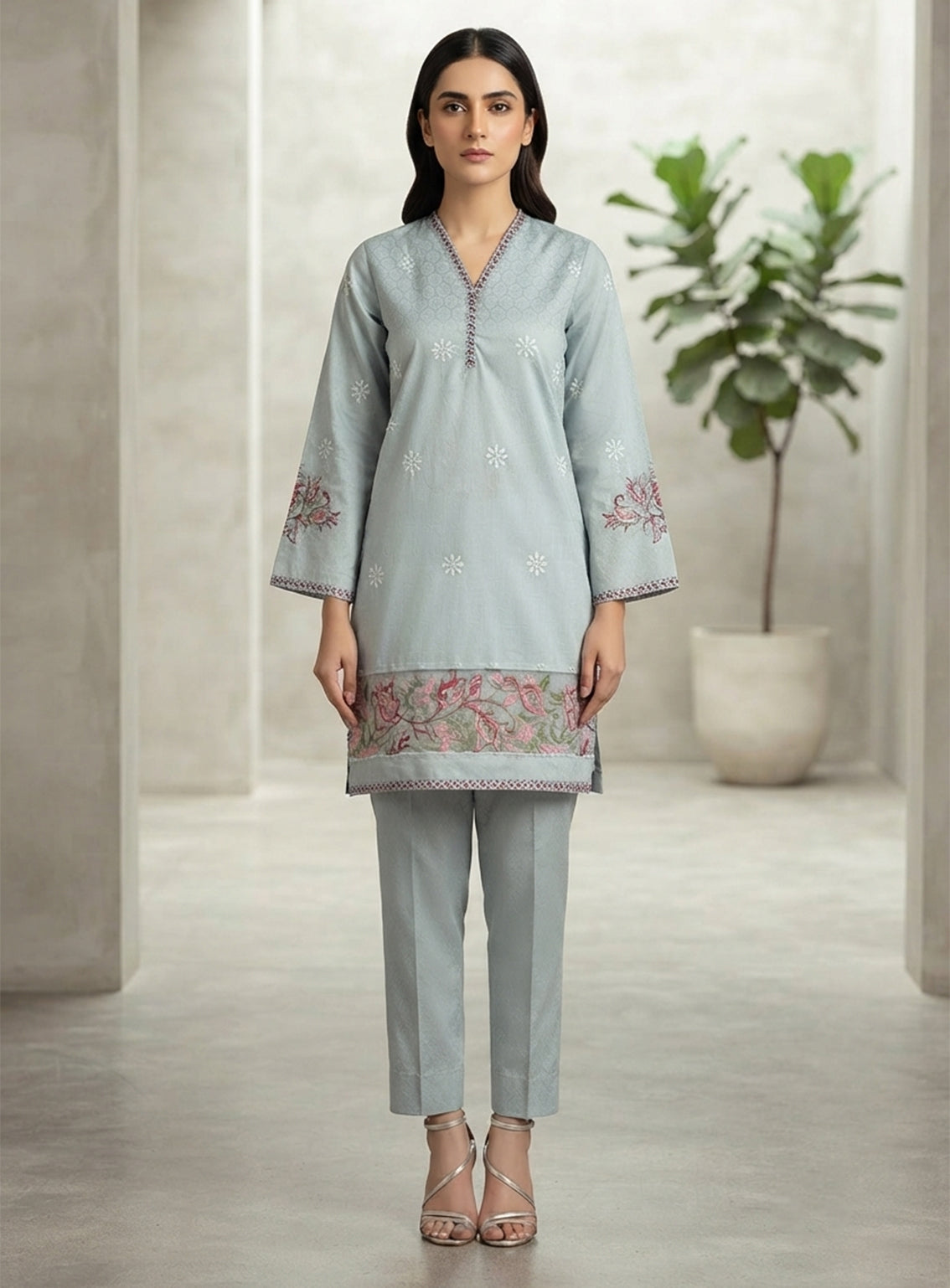 Paisley Khombi Solid Embroidered Cotton 2 Piece Stitched Shirt Trouser KB26SEC D-P-17-SBL