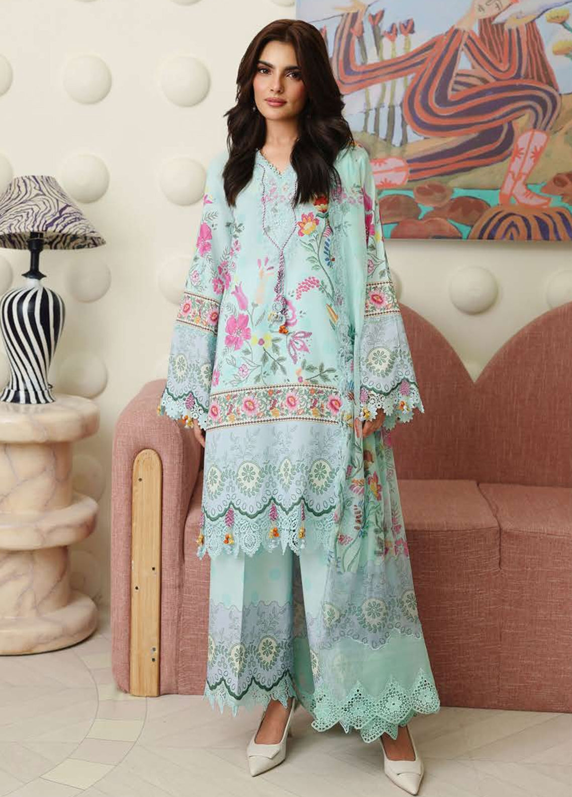 Petals In Print By Roheenaz Embroidered Lawn 3 Piece Unstitched Suit RNZ26PP D-06 DELFT BLOOM