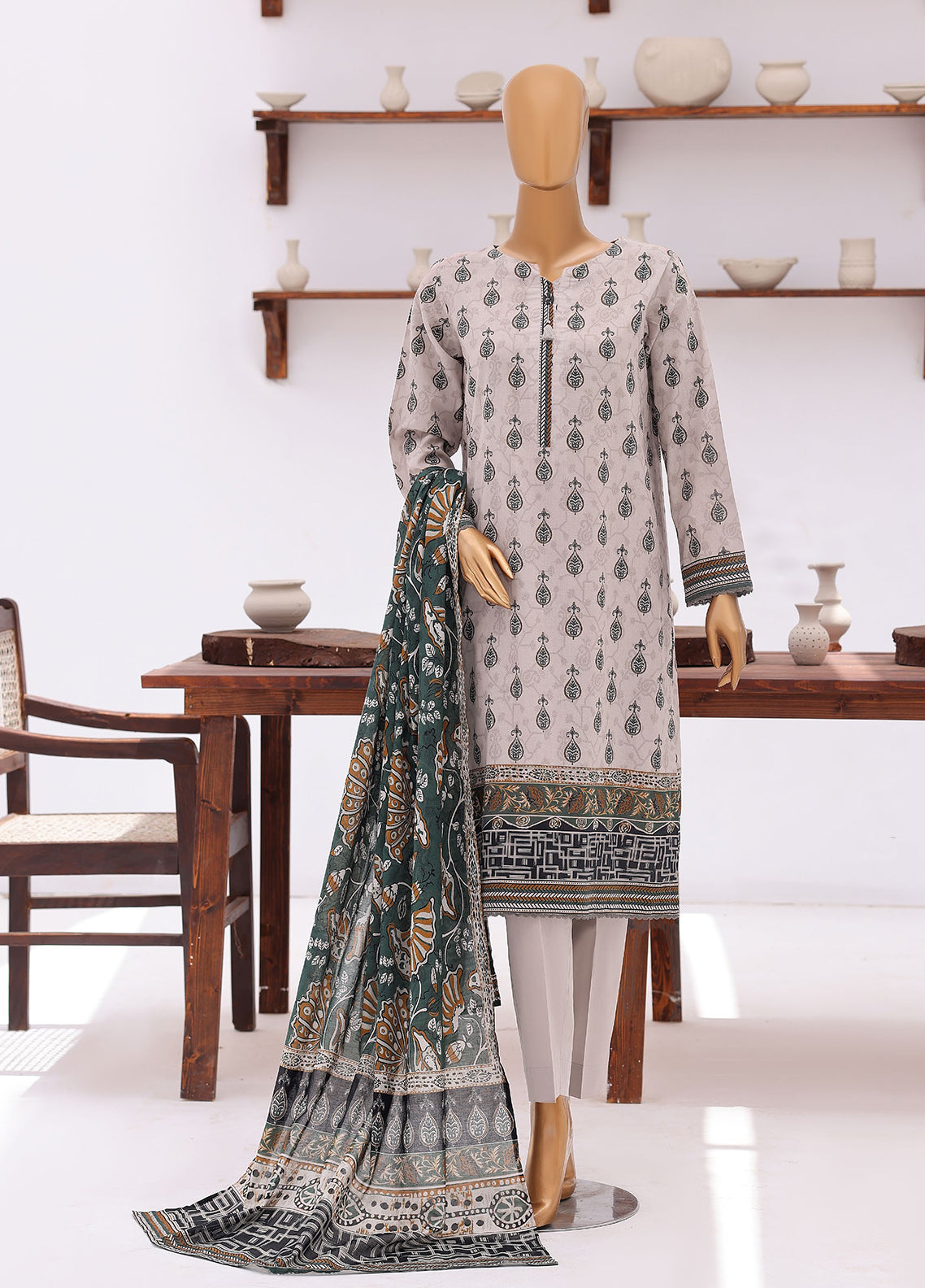 Platinum Jaipuri By HZ Textile Block Print Lawn 3 Piece Unstitched Suit HZ26PJBP D-236