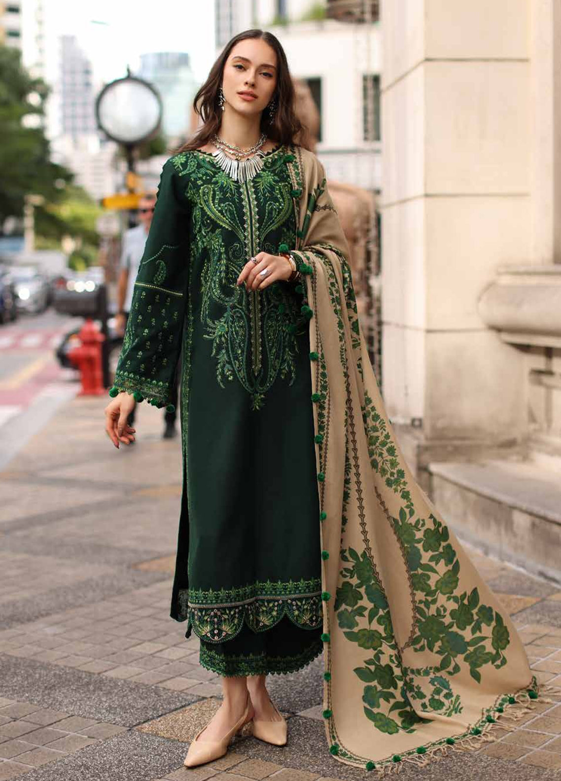 Poshima By Charizma Embroidered Peach Leather 3 Piece Unstitched Suit CH26APPLV1 D-PSW6-03