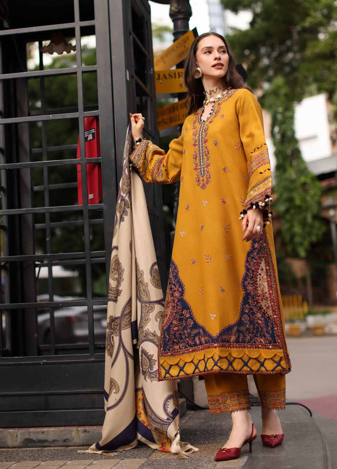 Poshima By Charizma Embroidered Peach Leather 3 Piece Unstitched Suit CH26APPLV1 D-PSW6-04