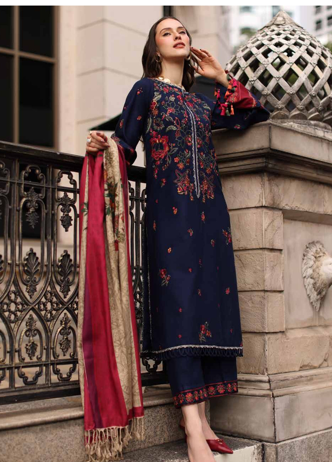Poshima By Charizma Embroidered Peach Leather 3 Piece Unstitched Suit CH26APPLV1 D-PSW6-06