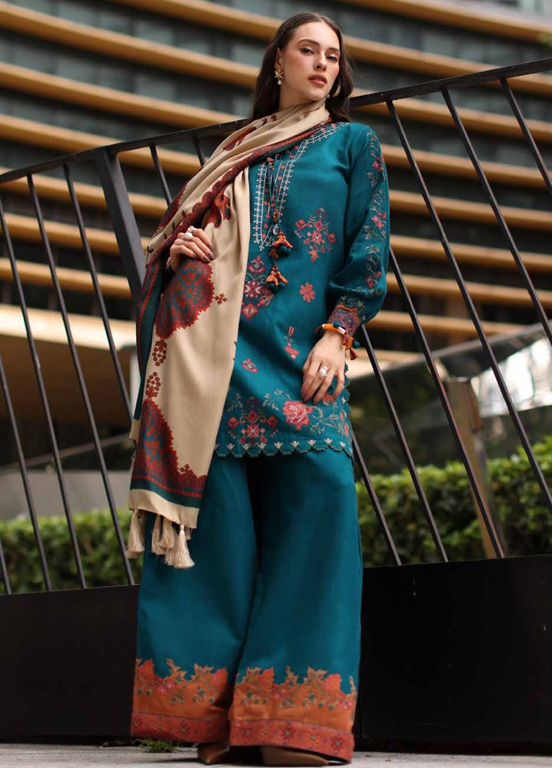 Poshima By Charizma Embroidered Peach Leather 3 Piece Unstitched Suit CH26APPLV1 D-PSW6-07