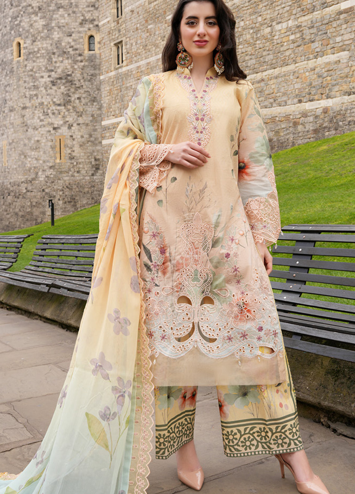 Printkari By Alzohaib Embroidered Cutwork Applique Lawn 3 Piece Unstitched Suit AZ26PECA D-11