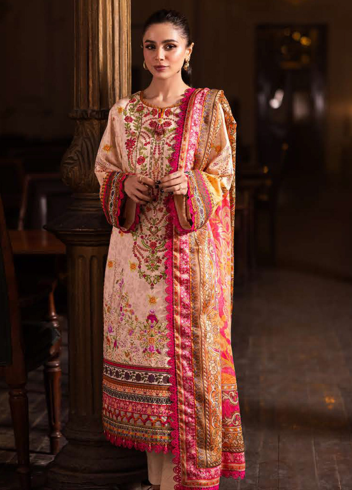 Prints by Asim Jofa Embroidered Lawn Suits Unstitched 3 Piece - AJ25PL4 AJUBJ-02