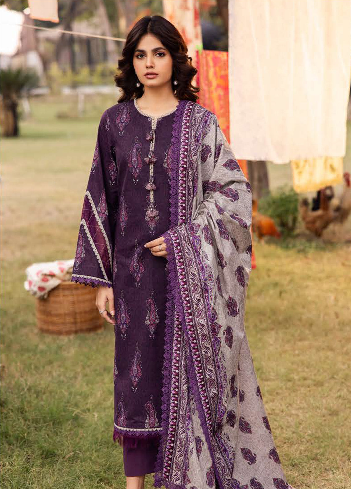 Prints by Asim Jofa Printed Lawn Suits Unstitched 3 Piece - AJ25PL5 AJUBJ-27