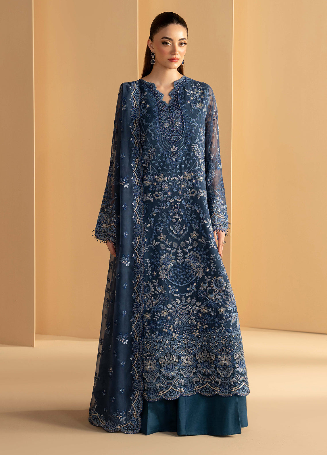 Purkashish By Lavish Premium Luxury Embroidered Chiffon 3 Piece Unstitched Suit LP26PC D-PK-03 MIDNIGHT SAPPHIRE