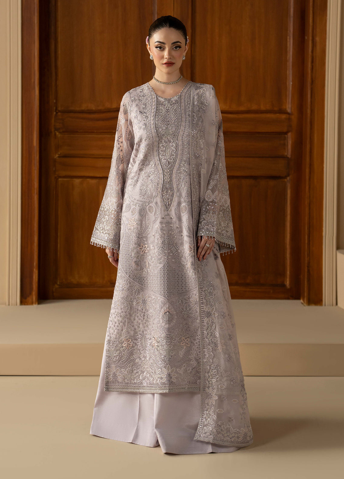 Purkashish By Lavish Premium Luxury Embroidered Chiffon 3 Piece Unstitched Suit LP26PC D-PK-07 LILAC MIST