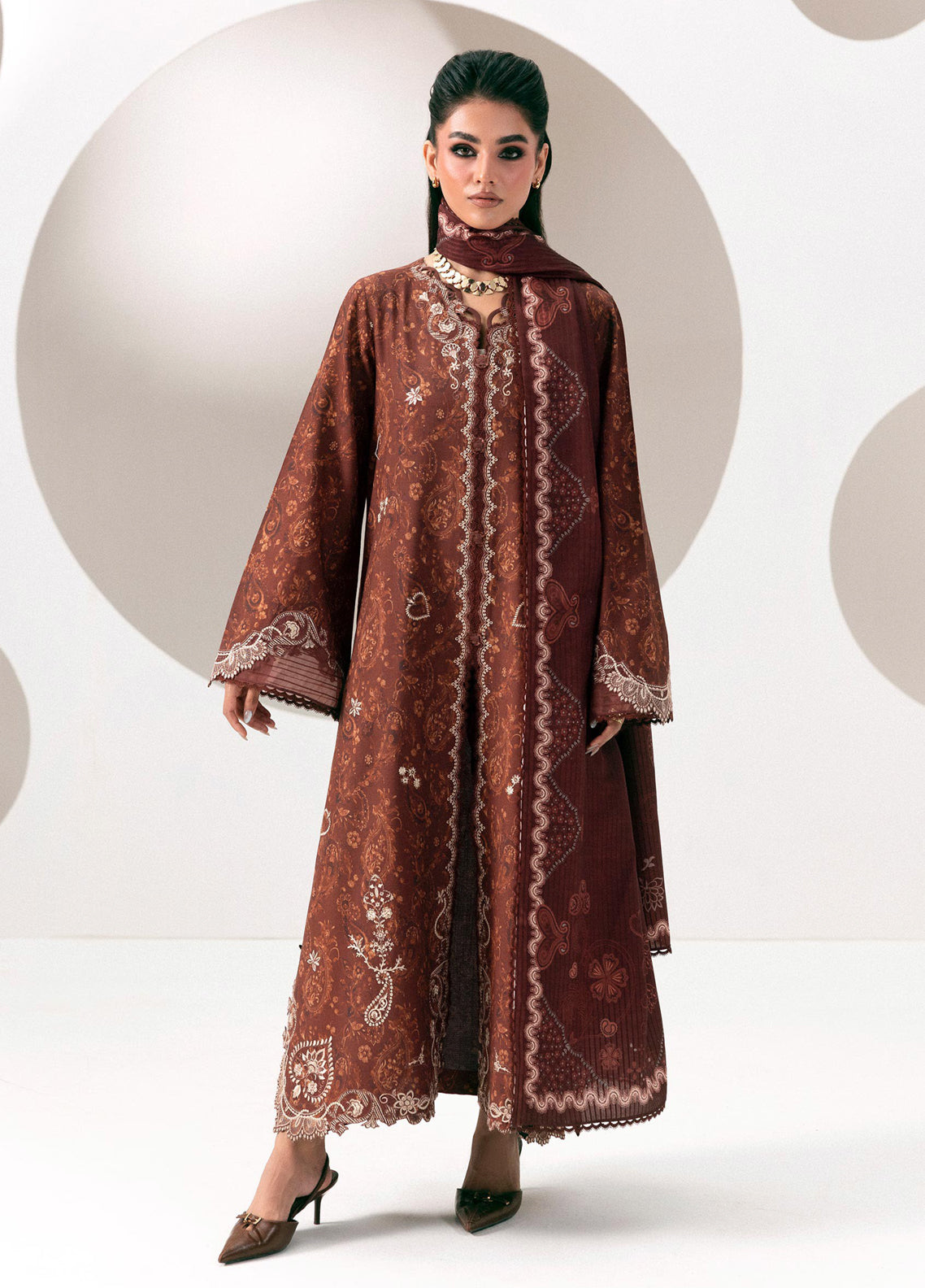 QPrints By Qalamkar Embroidered Slub Linen 3 Piece Unstitched Suit QLM26QW D-1A JAZA