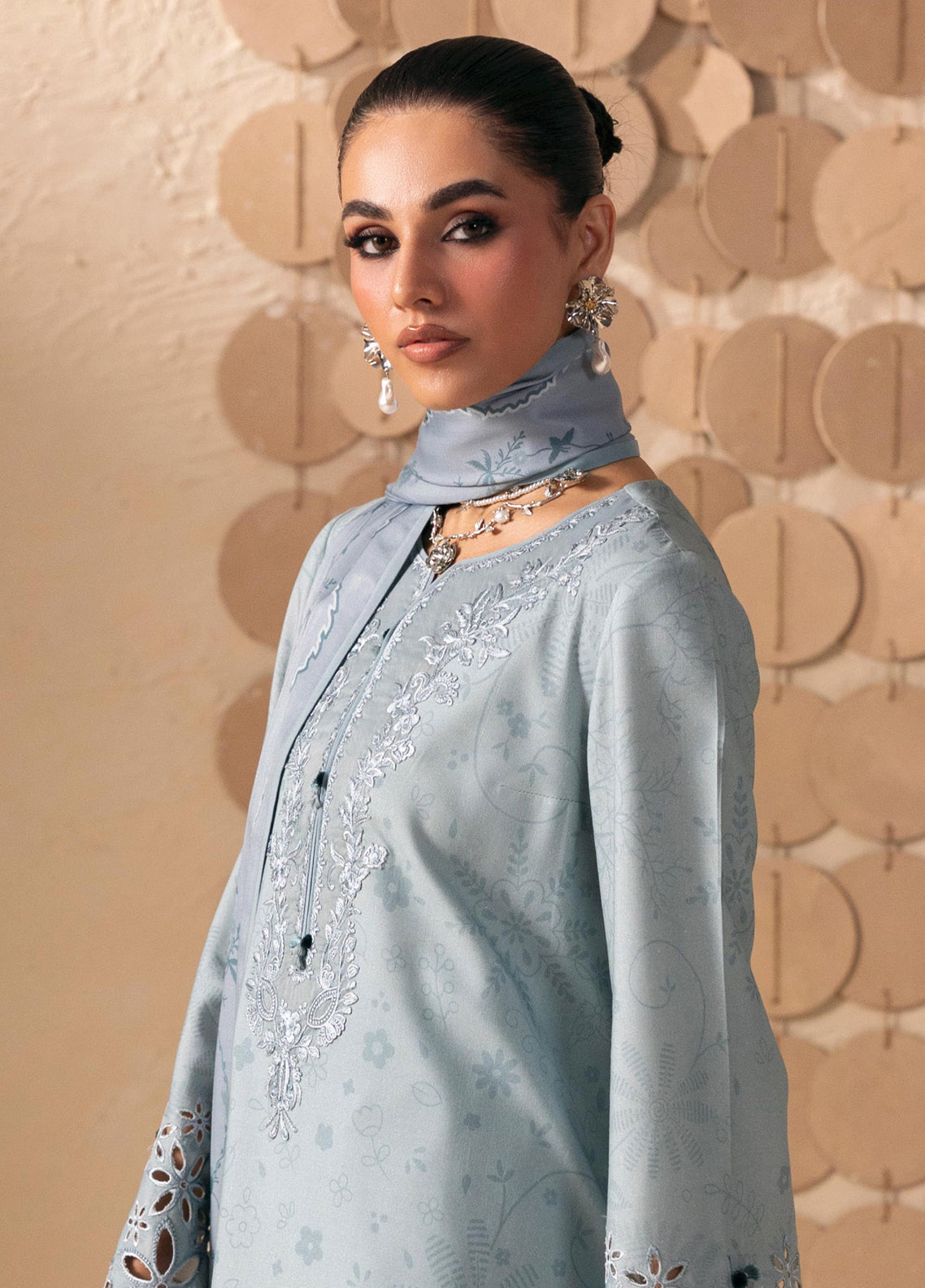QPrints By Qalamkar Embroidered Slub Linen 3 Piece Unstitched Suit QLM26QW D-4A ORIANA