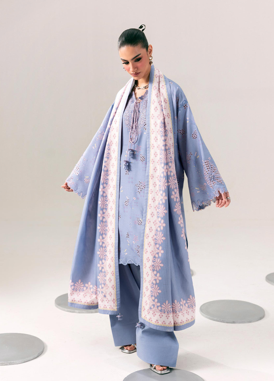 QPrints By Qalamkar Embroidered Slub Linen 3 Piece Unstitched Suit QLM26QW D-6A BEENA