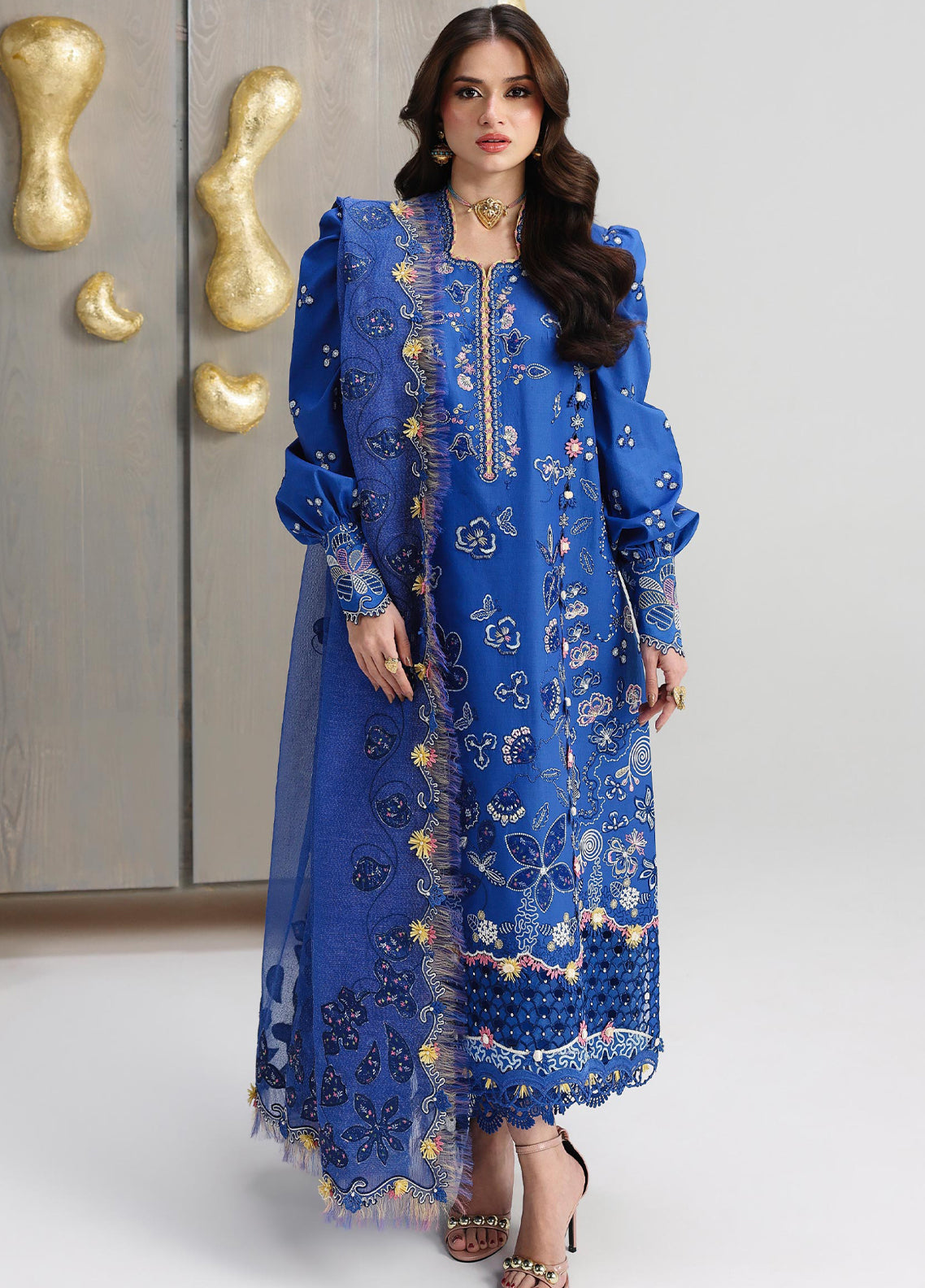 Qalamkar Festive Embroidered Lawn 3 Piece Unstitched Suit QLM26FL D-QFL-06 EMINA