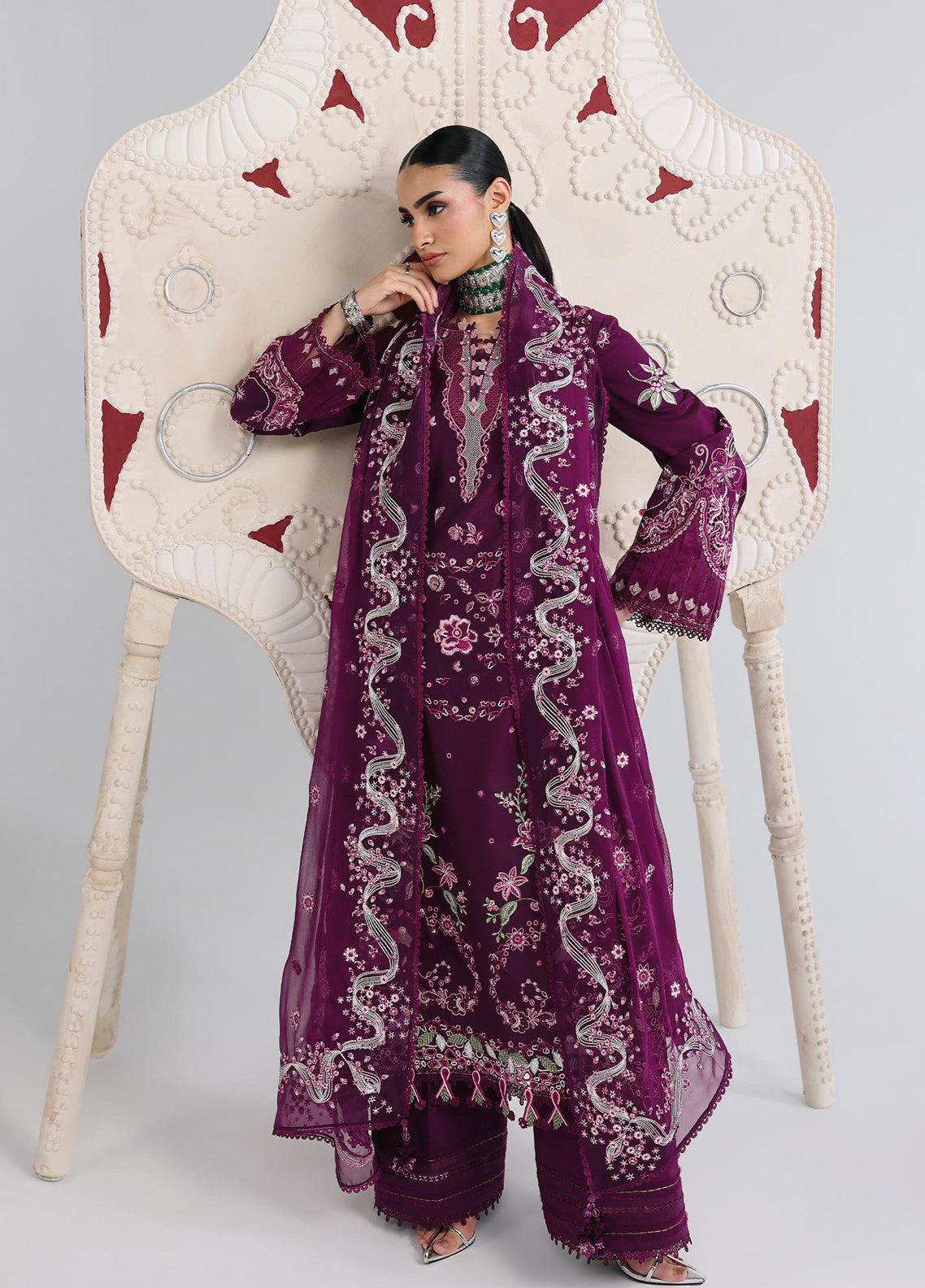 Qalamkar Festive Embroidered Lawn 3 Piece Unstitched Suit QLM26FL D-QFL-10 TRESA