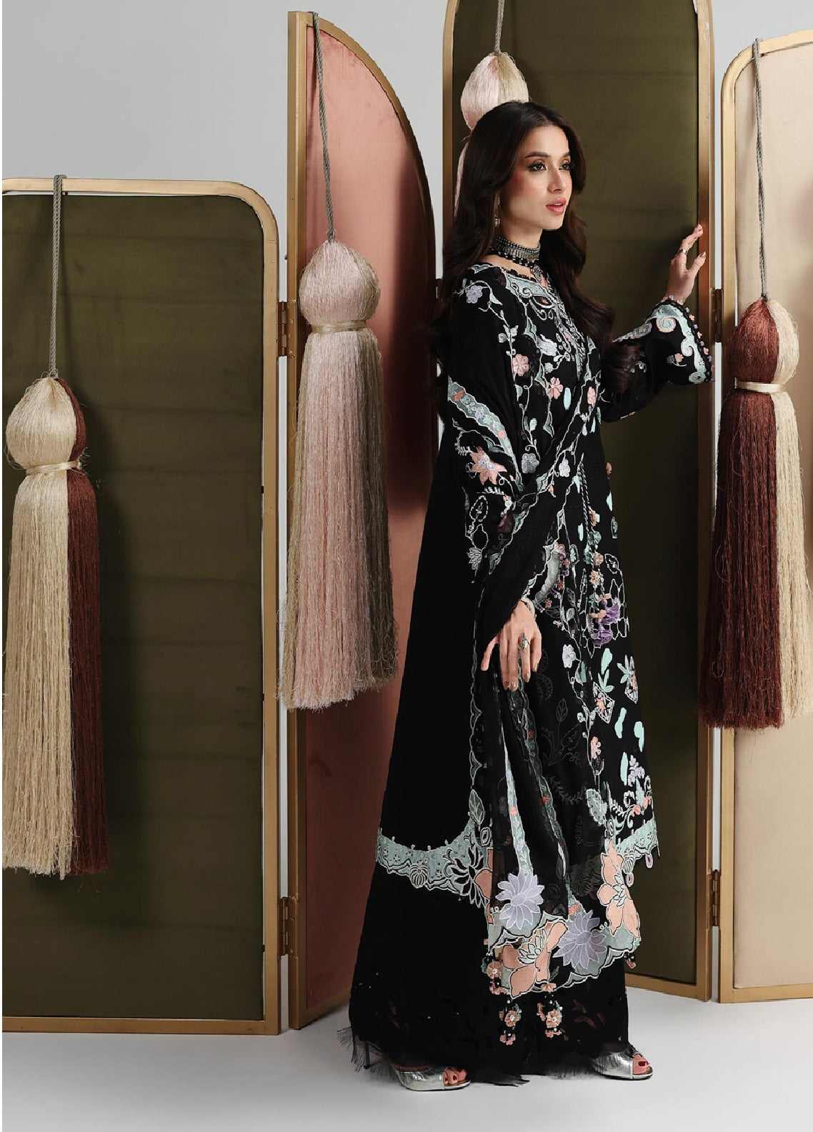 Qalamkar Festive Embroidered Lawn 3 Piece Unstitched Suit QLM26FL D-QFL-12 REHA