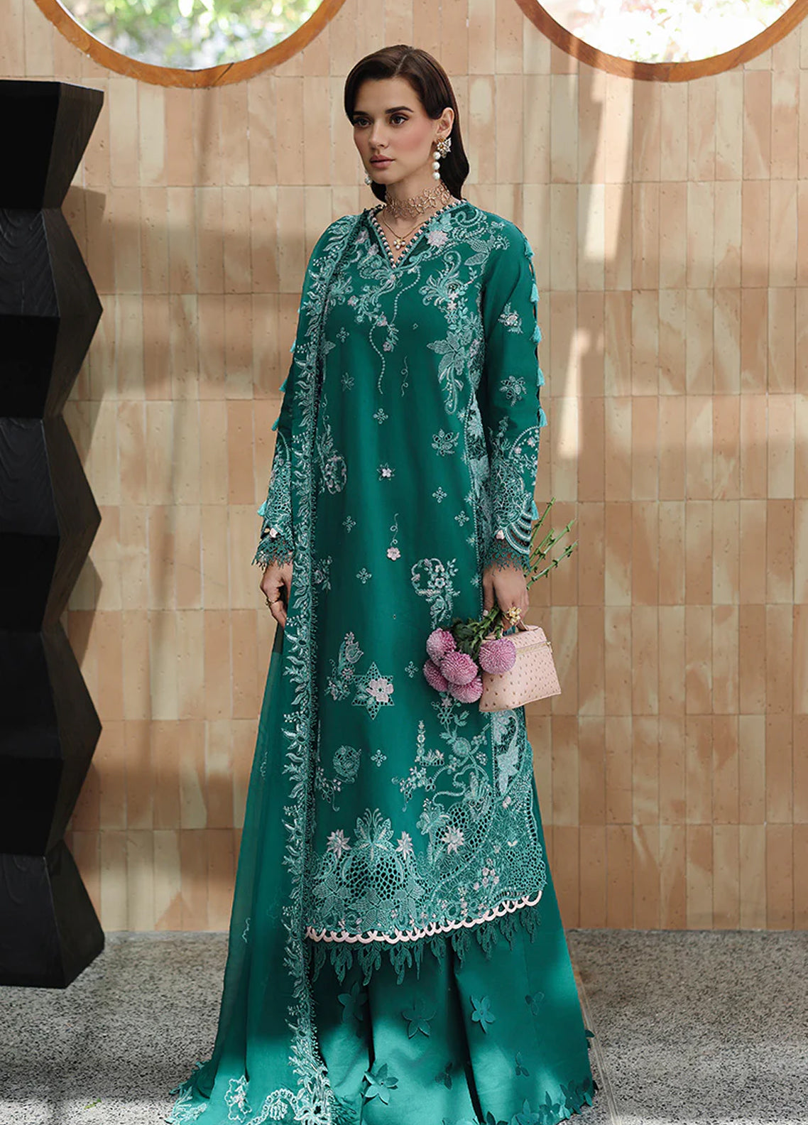 Qalamkar Luxury Chikankari Lawn 3 Piece Unstitched Suit QLM26CEE D-07 ROGUE