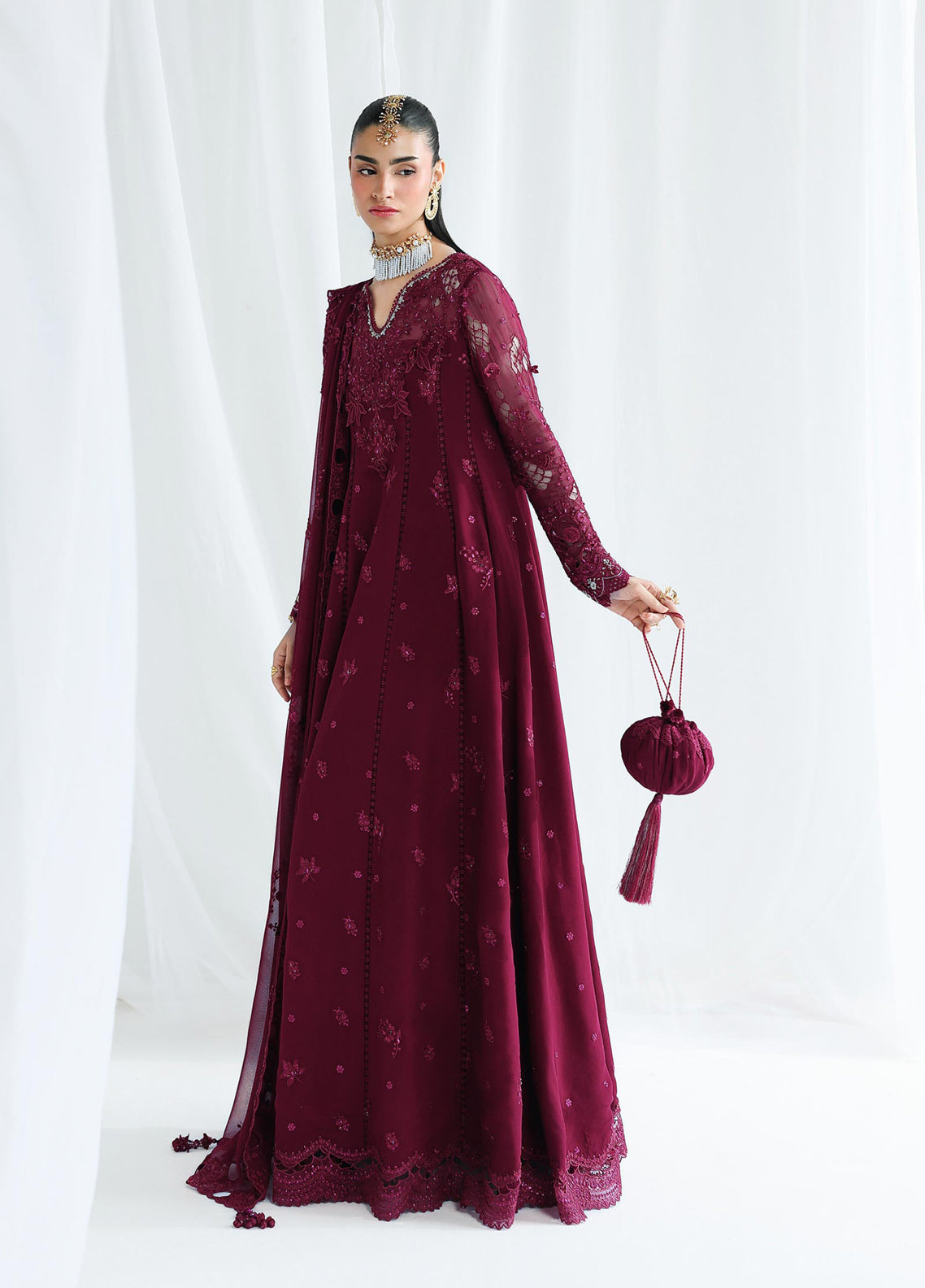 Qalamkar Luxury Embroidered Chiffon 3 Piece Unstitched Suit QLM26C D-QCC-03 WAFA