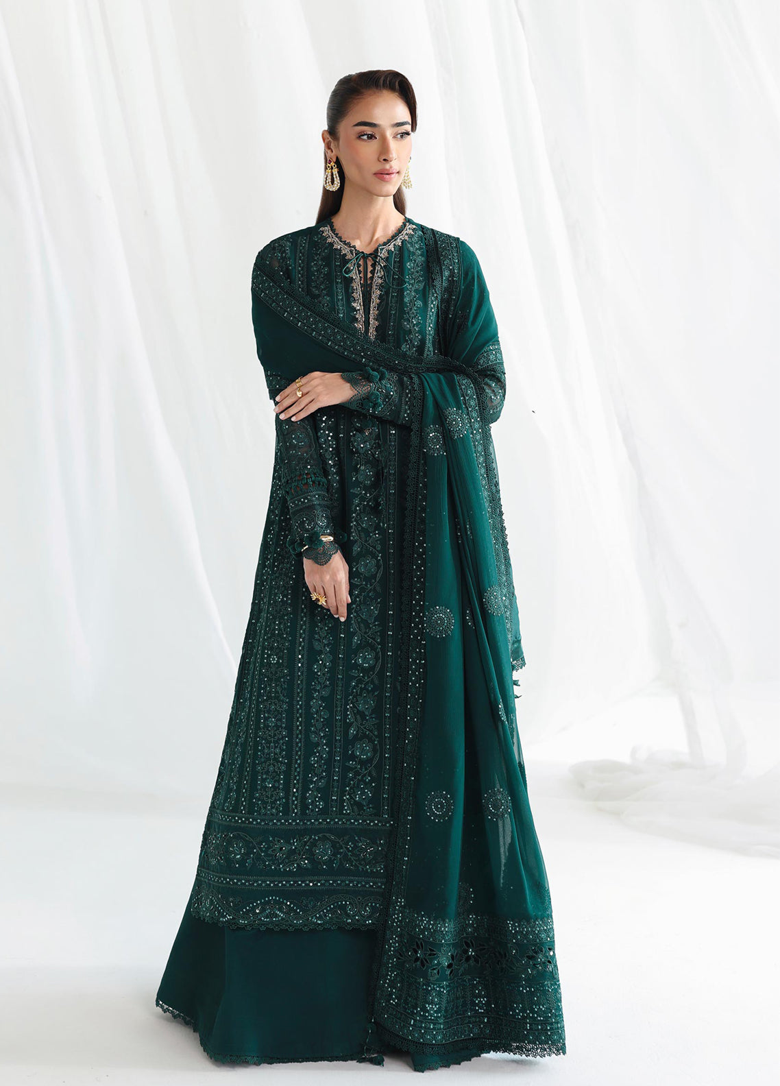 Qalamkar Luxury Embroidered Chiffon 3 Piece Unstitched Suit QLM26C D-QCC-05 JANAAN