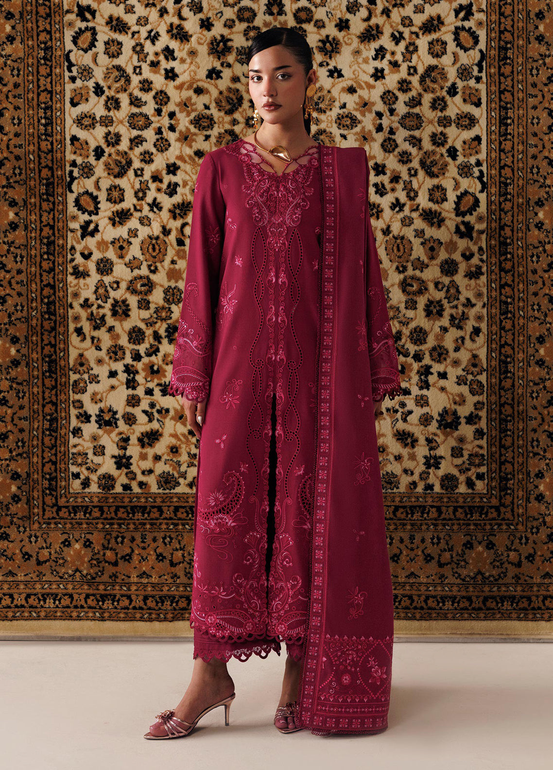 Qline By Qalamkar Embroidered Linen 3 Piece Unstitched Suit QLM26QLLN D-QLW-02 ALEENA