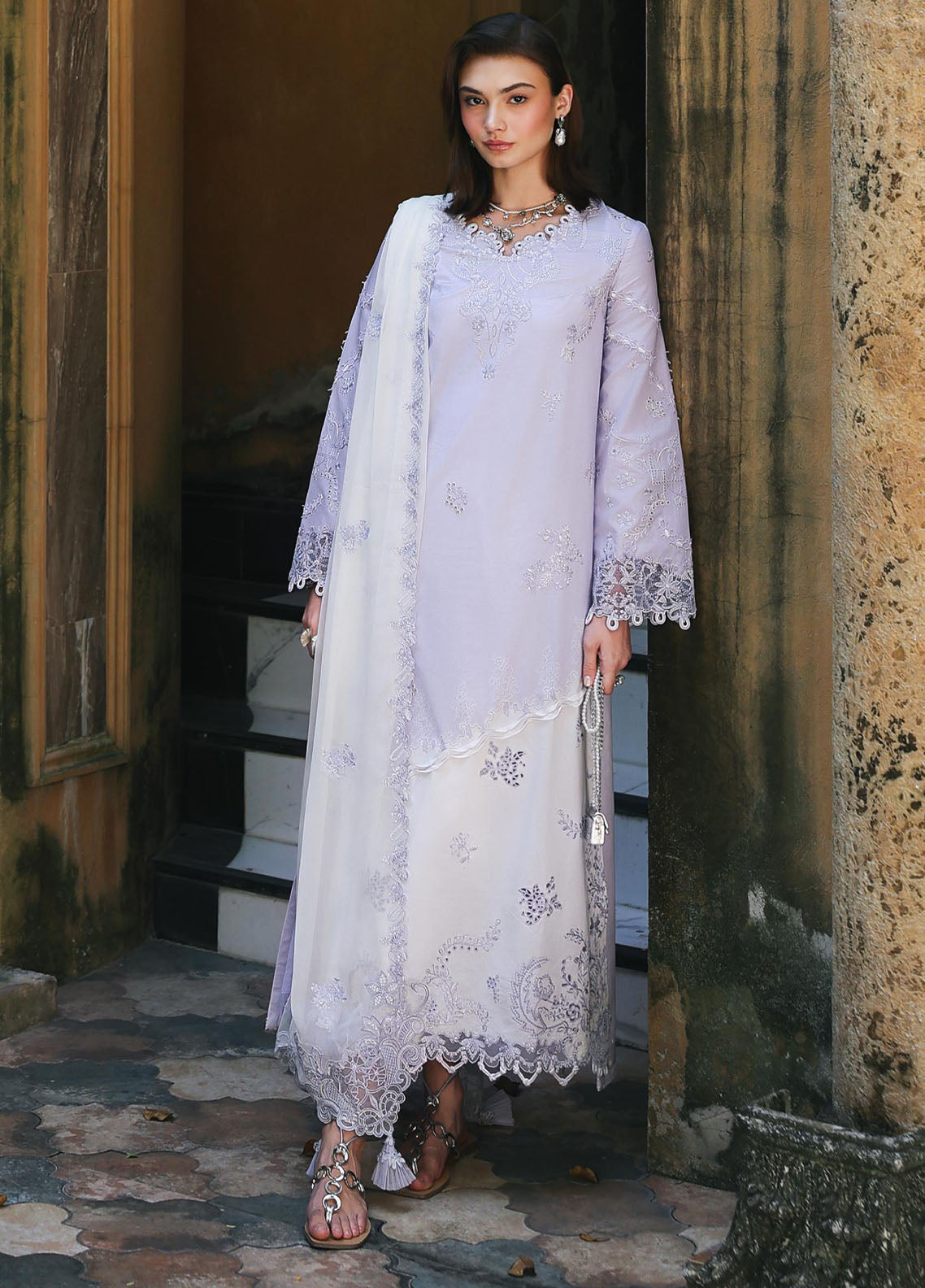 Qline by Qalamkar Embroidered Chikankari Lawn 3 Piece Unstitched Suit QLM26QL RP-14 ALEEN