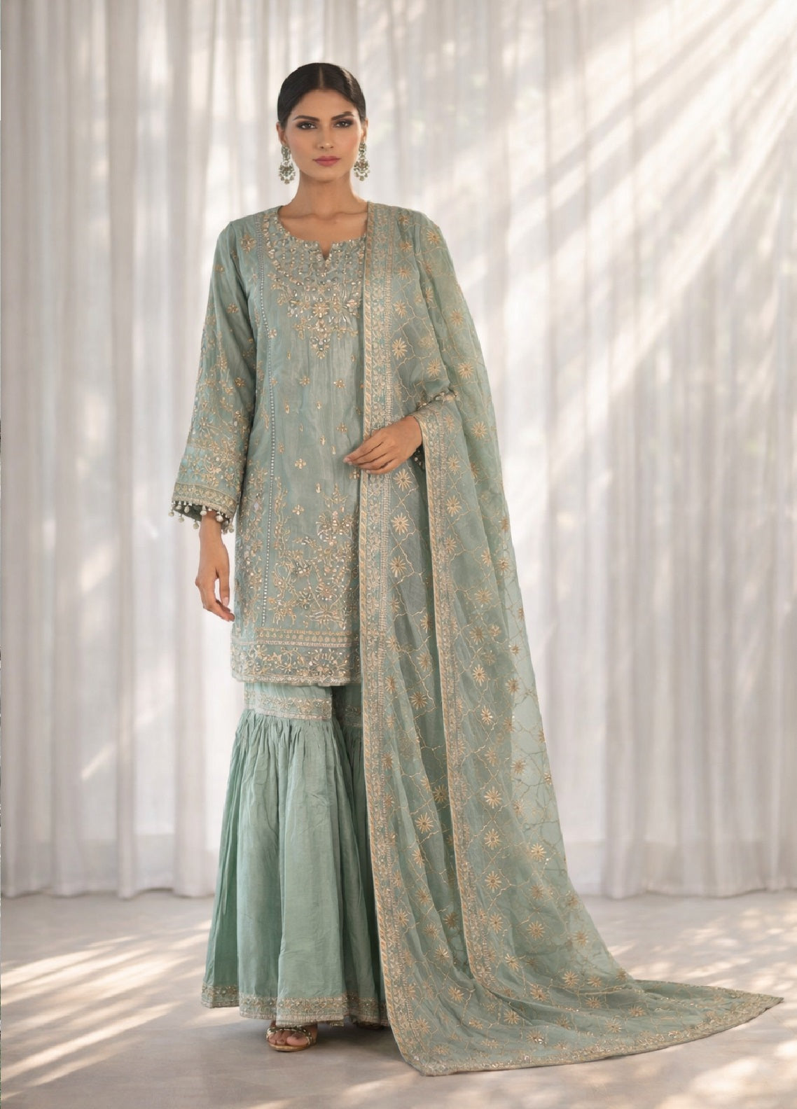 Raad Luxury Formal Embroidered Raw Silk 3 Piece Stitched Suit RD26LF RA-42 GN JADE