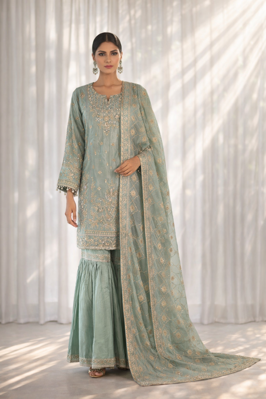 Raad Luxury Formal Embroidered Raw Silk 3 Piece Stitched Suit RD26LF RA-42 GN