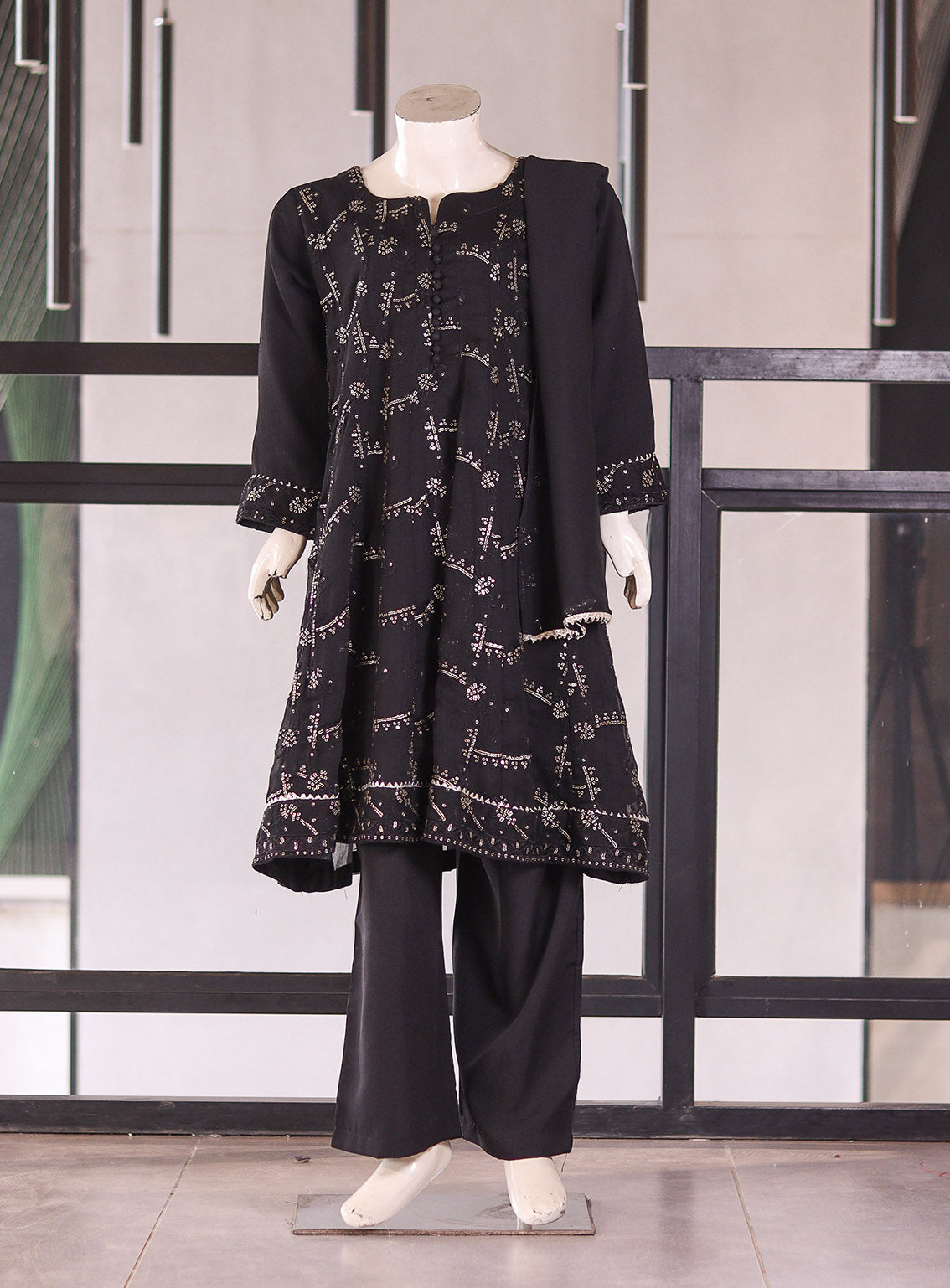 Raad Fancy Embroidered Chiffon Girls 3 Piece Stitched Suit RA26KG D-VF-01-BK
