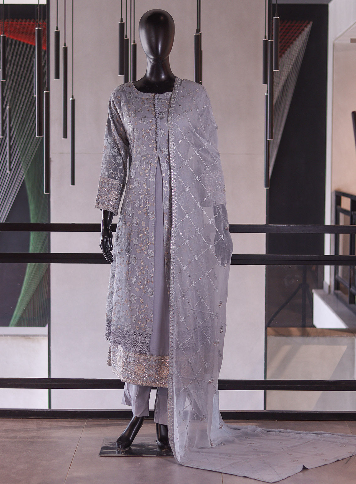 Raad Luxury Formal Embroidered Chiffon 3 Piece Stitched Suit RD26LF D-SG-01-GY