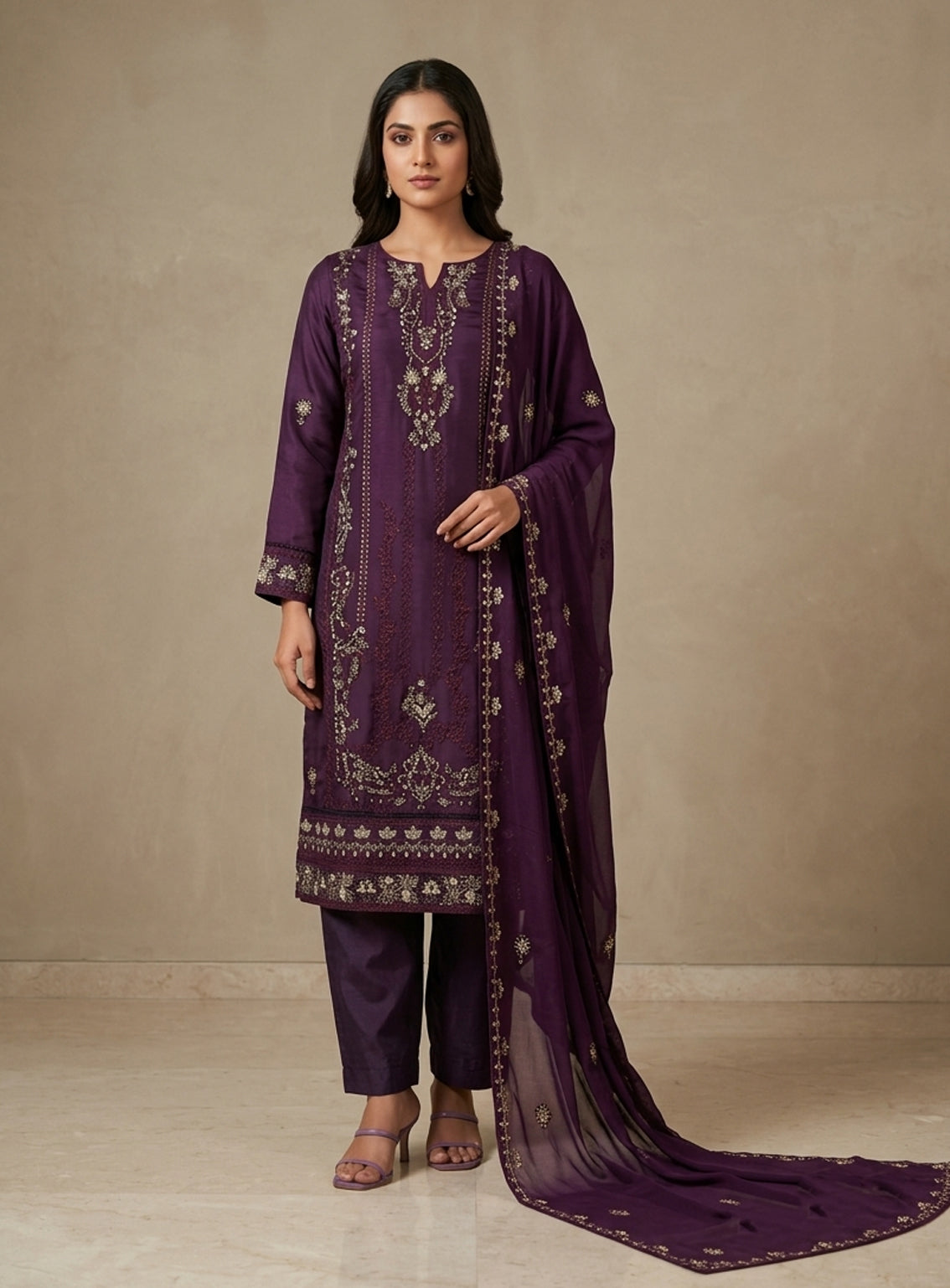 Raad Luxury Formal Embroidered Chiffon 3 Piece Stitched Suit RD26LF RA-KH-02