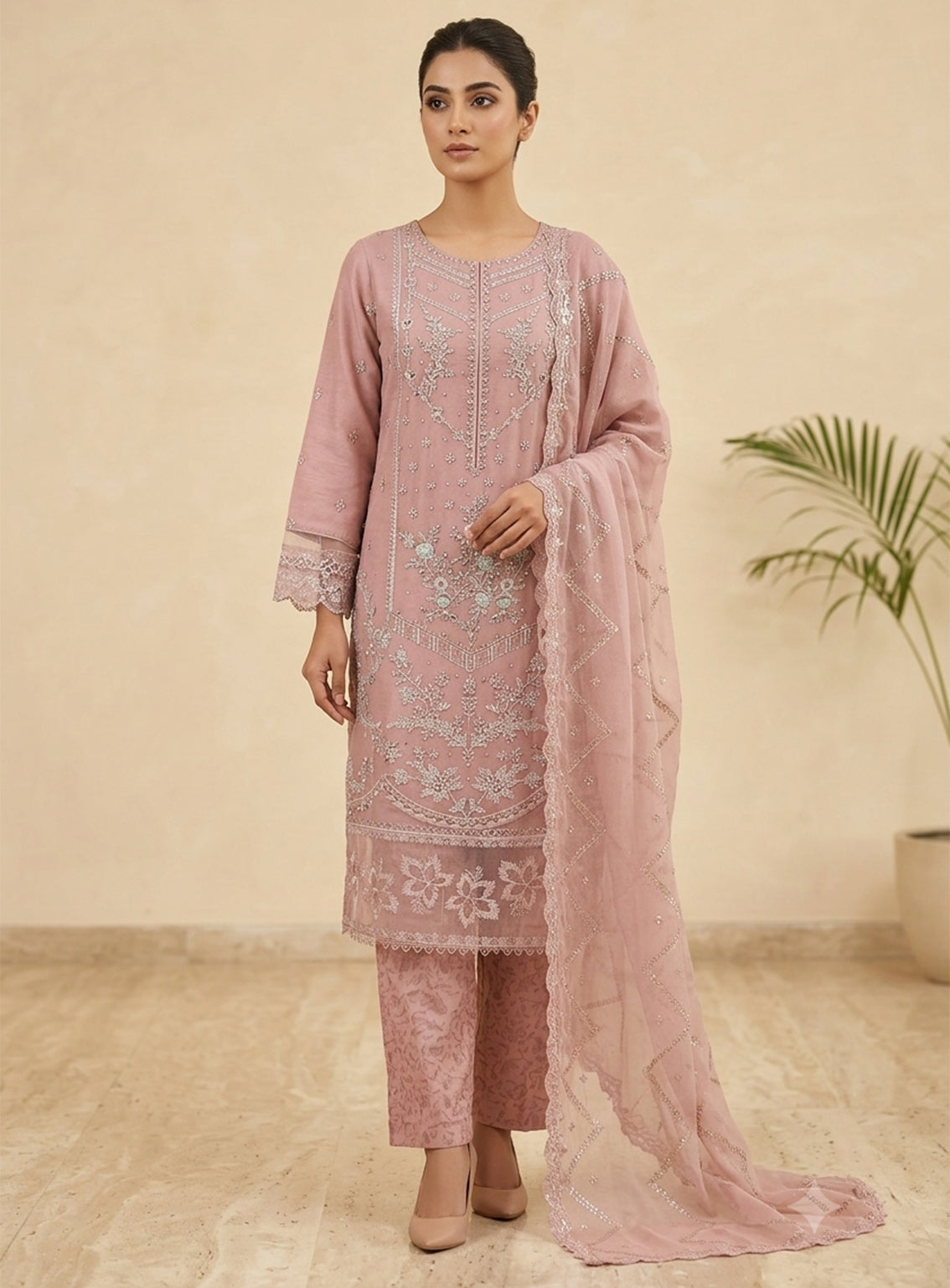 Raad Luxury Formal Embroidered Chiffon 3 Piece Stitched Suit RD26LF RA-KH-03