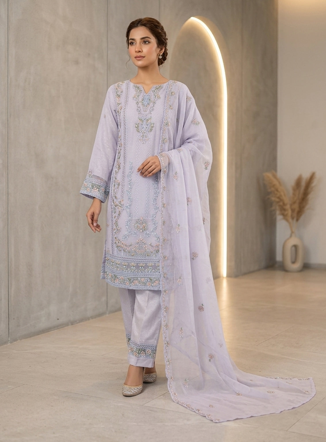 Raad Luxury Formal Embroidered Chiffon 3 Piece Stitched Suit RD26LF RA-KH-04