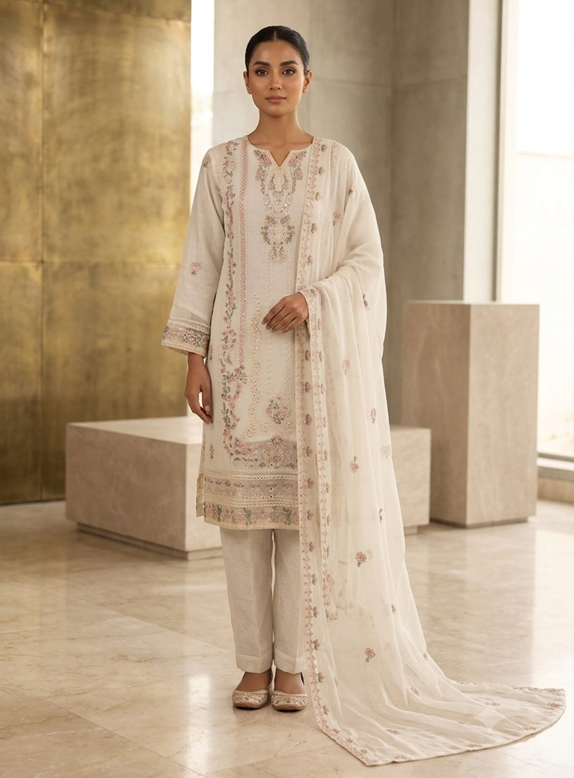Raad Luxury Formal Embroidered Chiffon 3 Piece Stitched Suit RD26LF RA-KH-05