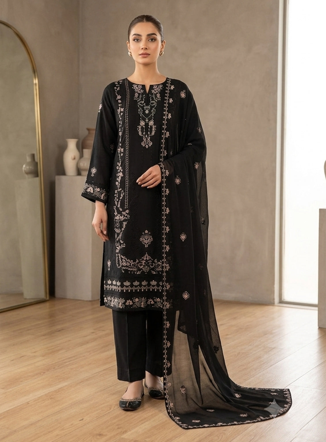 Raad Luxury Formal Embroidered Chiffon 3 Piece Stitched Suit RD26LF RA-KH-09