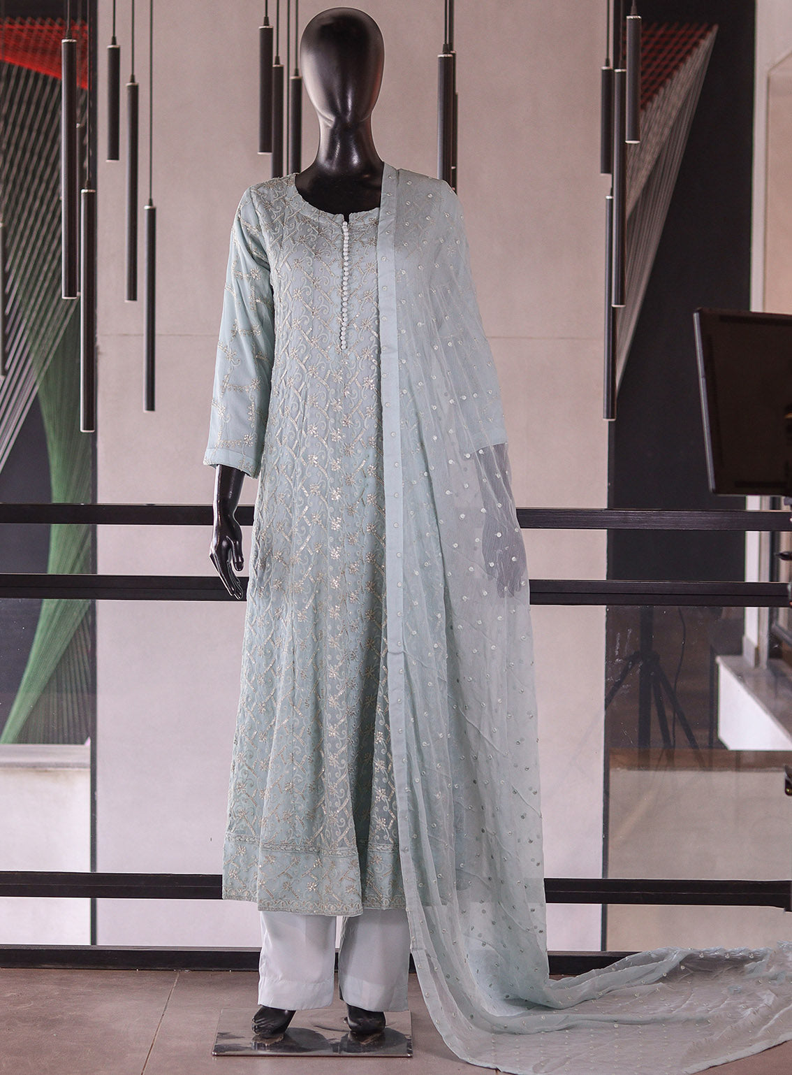 Raad Luxury Formal Embroidered Chiffon 3 Piece Stitched Suit RD26LF RA-VF-01-BL