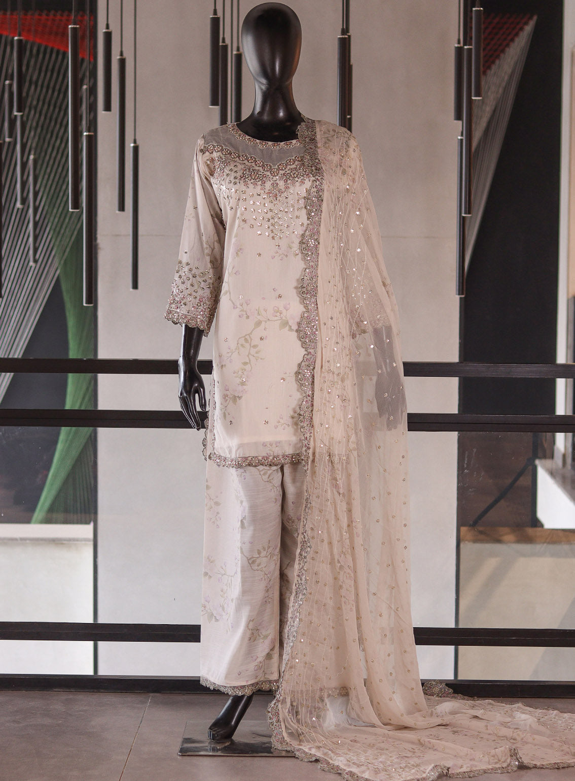 Raad Luxury Formal Embroidered Organza 3 Piece Stitched Suit RD26LFE D-AI-09-OWH