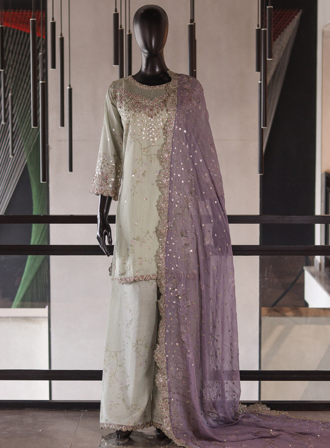 Raad Luxury Formal Embroidered Organza 3 Piece Stitched Suit RD26LFE D-AI-09-PGN