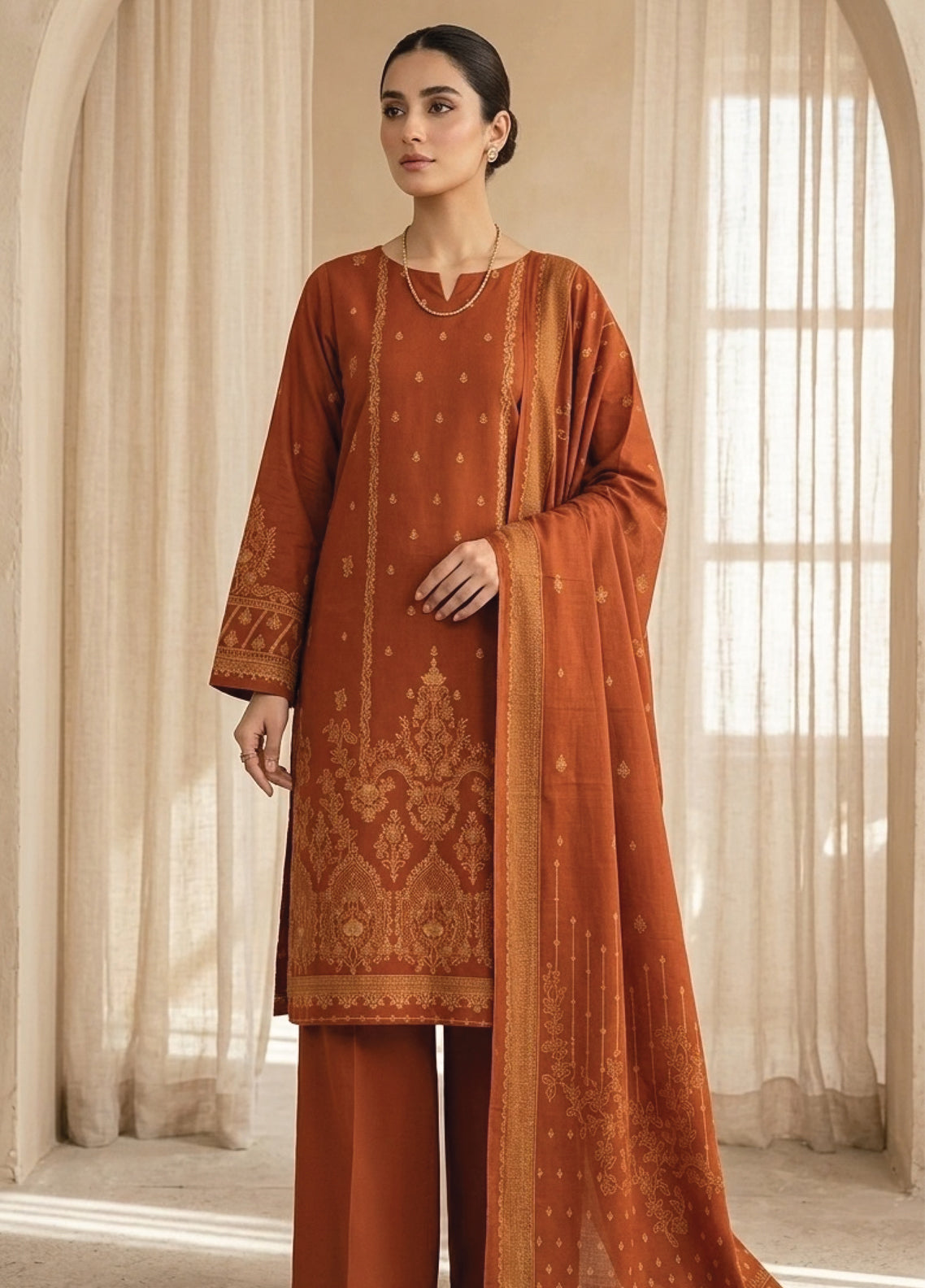 Raha By Soghat Creation Printed Jacquard Lawn 3 Piece Unstitched Suit SC26RV3 D-PJL-08