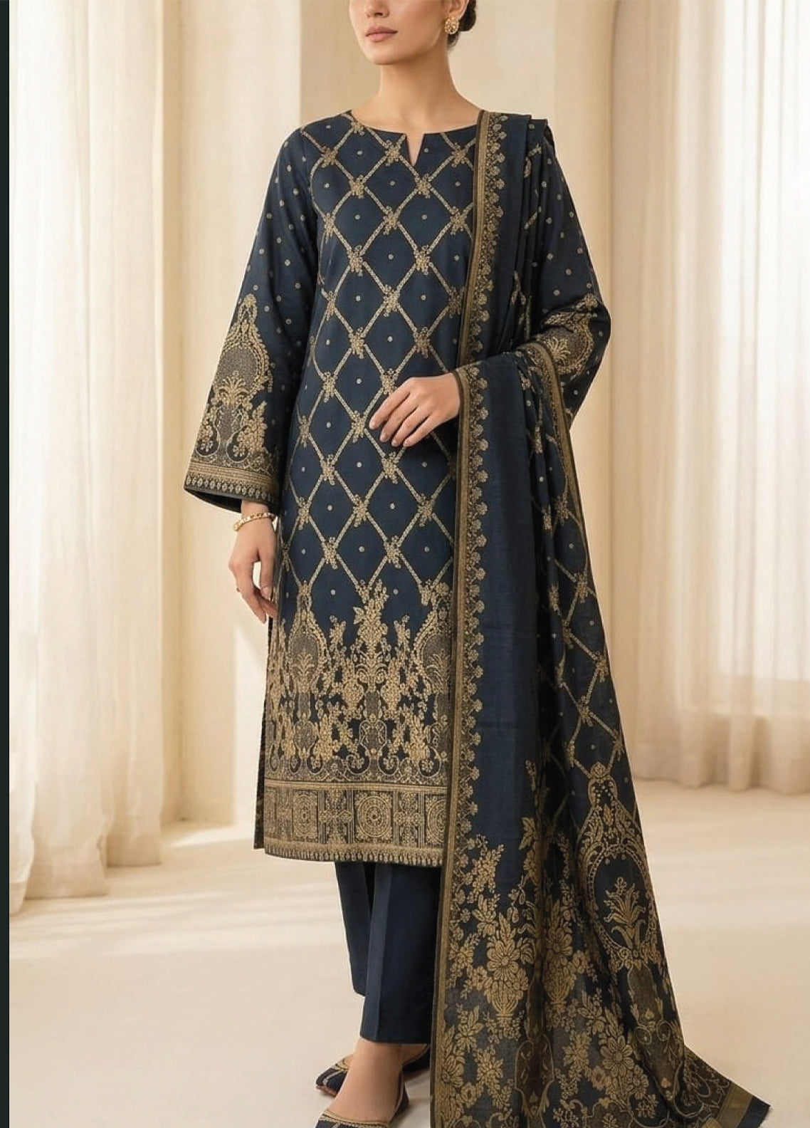 Raha By Soghat Creation Printed Jacquard Lawn 3 Piece Unstitched Suit SC26RV3 D-PJL-09