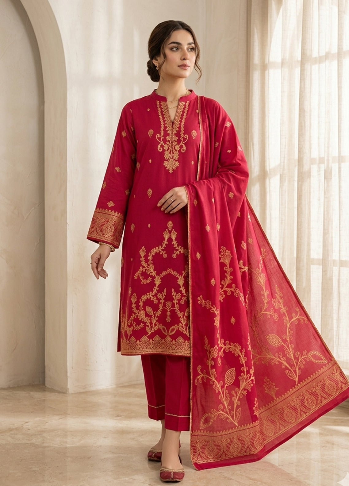 Raha By Soghat Creation Printed Jacquard Lawn 3 Piece Unstitched Suit SC26R D-08