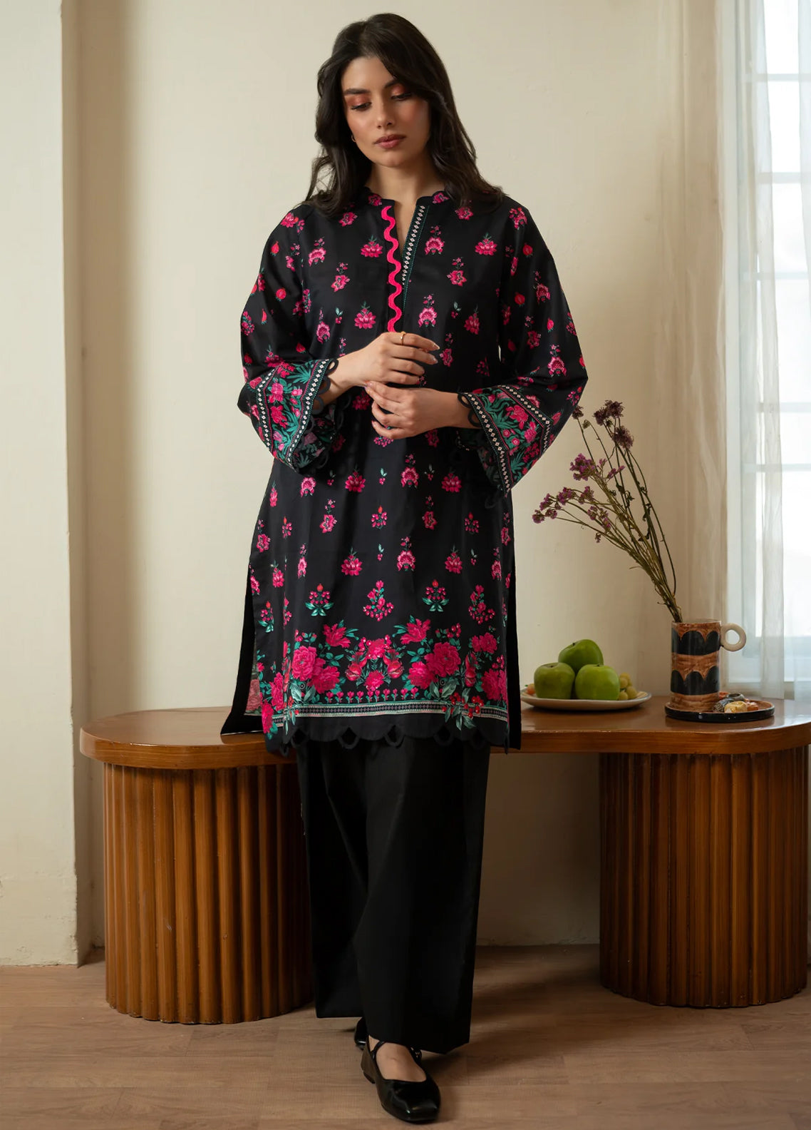 Rhea By Sahar Digital Printed Lawn 1 Piece Unstitched Kurti S26RDPL D-36 BERRY NOIR