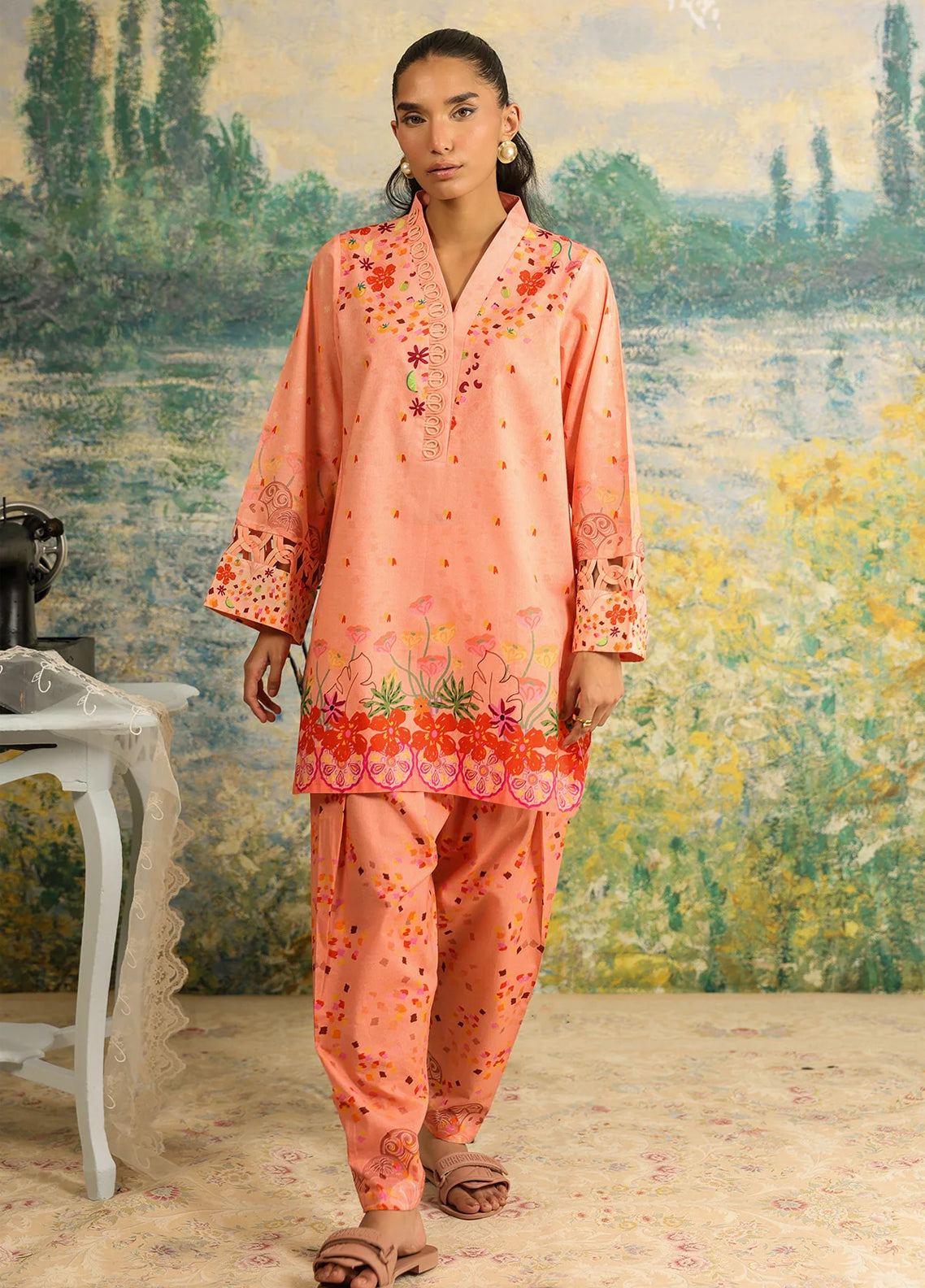 Rhea By Sahar Digital Printed Lawn 2 Piece Unstitched Shirt & Trouser S26RDPL D-32 CORAL DUSK