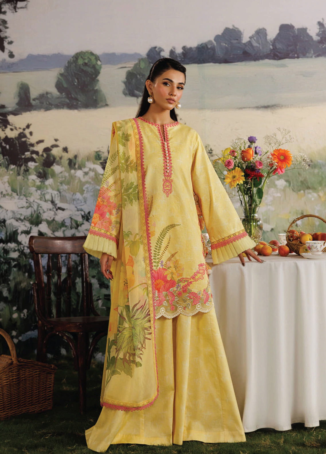 Rimjhim By Zarqash The Moonsoon Embroidered Pima Lawn 3 Piece Unstitched Suit ZQ26RTME D-ZQ001 MEHRAAB-E-GUL