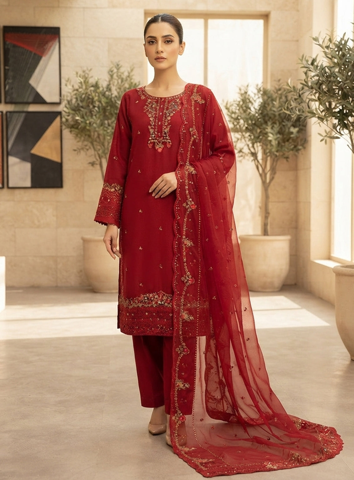 Rivaaj Embroidered Chiffon 3 Piece Stitched Suit RJ26EP D-92A-MN