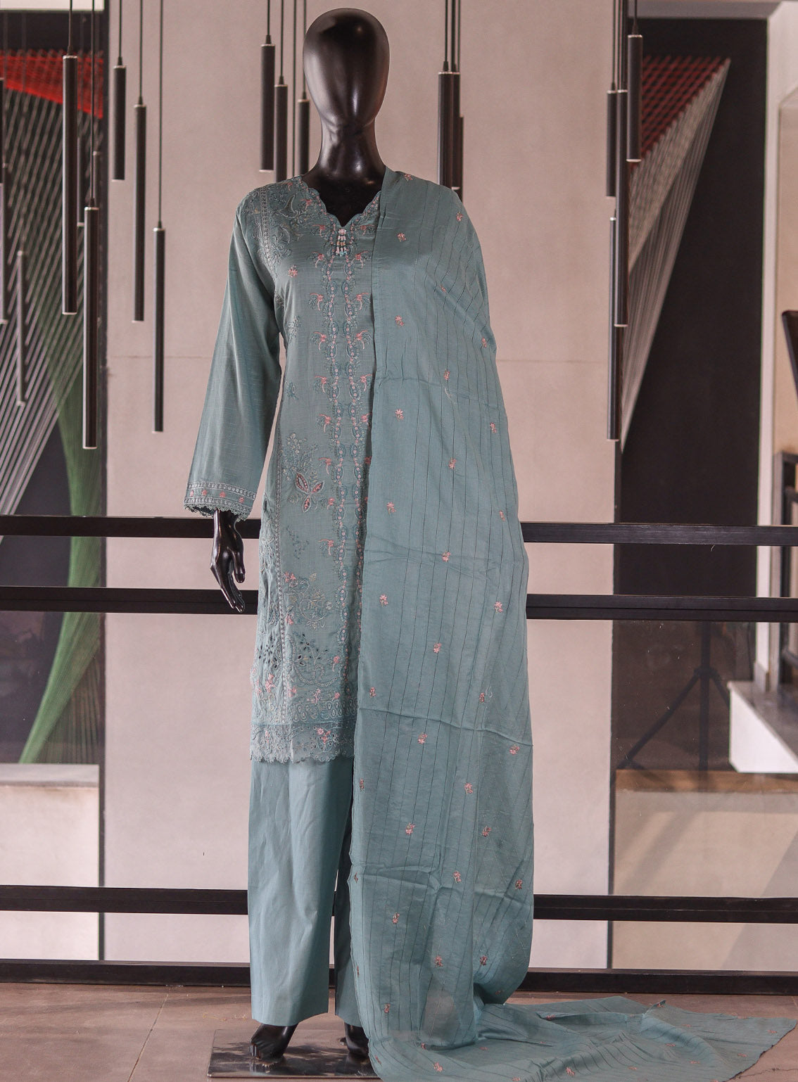 Rivaaj Embroidered Cotton 3 Piece Stitched Suit RJ26EC D-02 DASTAN Ferozi